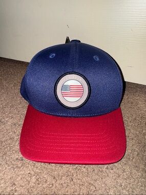 PGA PROSERIES Navy and Red USA Patch Snapback Cap